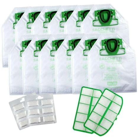 Sacchetti Folletto Vk 200 Vk 220 S Con 12 Sacchetti Profumi E 2 Filtri Vk220s Compatibile