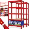 Deuba Scaffale Alta Portata 2 Pezzi Metallo Rivestito A Polvere - 180x90x40cm - Max Carico 875kg Rosso
