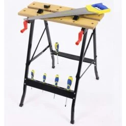 Tavolo Da Lavoro Pieghevole Banco Per Troncatrici Max 100Kg Con Portattrezzi