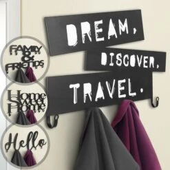 Nova Appendiabiti Da Parete Con 4 Ganci Design Con Scritta Da Ingresso Corridoio