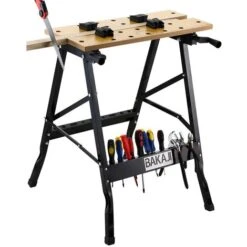 Tavolo Da Lavoro Pieghevole Banco Cavalletto Troncatrici Con Doppia Morsa 100Kg