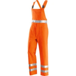 Pantalone Con Pettorina Alta Visibilità Felpato 65 % Cotone E 35 % Poliestere Con Bande Rifrangenti -M