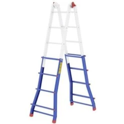 Colombo Scala PRATIC 4+4 In Acciaio Altezza Massima 3,7 M Gradini Zigrinati Piedini Antisdrucciolevoli