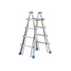 Colombo Scala EIFFEL 4+4 In Alluminio Altezza Massima 3,7 M Gradini Zigrinati Piedini Antisdrucciolevoli E Antiruggine