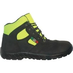 Scarpe Antinfortunistiche Alte Protezione S3 Lewer Protezione Civile PC1 S3 37 - Nero Giallo Fluo