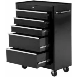 HomCom Carrello Cassettiera Porta Utensili Per Officina, Nero, 61.5x33x85cm