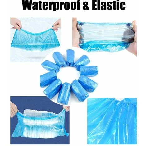 Copriscarpe Usa E Getta Da - Copriscarpe - Copriscarpe In Plastica Di Alta Qualità - Protezione Per Scarpe, Pulizia Per Pavimenti, Tappeti, Luoghi Di Lavoro, Protezione Per Interni / Esterni, Blu, 50 - immagine 3