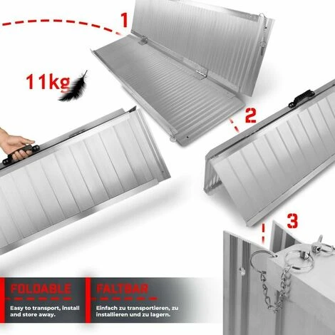 Nova Rampa Per Sedia A Rotelle Pieghevole In Alluminio Antiscivolo Da 150 Cm - immagine 5