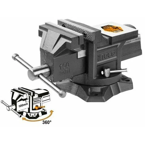 Morsa Da Banco Girevole 100 Mm Professionale 1300Kg Con Incudine Integrata Ingco