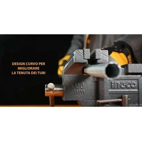 Morsa Da Banco Girevole 100 Mm Professionale 1300Kg Con Incudine Integrata Ingco - immagine 4