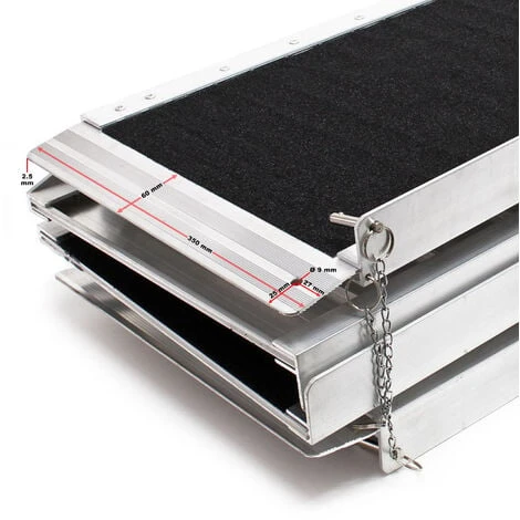 Rampa Per Sedie A Rotelle Rampa Di Carico Antiscivolo Pieghevole In 4 Sez Alluminio 305cm 270kg - immagine 5