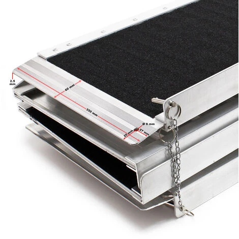 Rampa Per Sedie A Rotelle Rampa Di Carico Antiscivolo Pieghevole In 4 Sez Alluminio 122cm 270kg - immagine 5