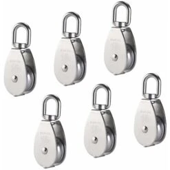 M15 Puleggia Singola In Acciaio Inossidabile 304, Rullo Per Carrucola Singola Da 15 Mm, Perno Per Gru, Gancio Liscio, Fune Metallica, Caricamento 77 Libbre / 35 Kg (6 Pezzi)