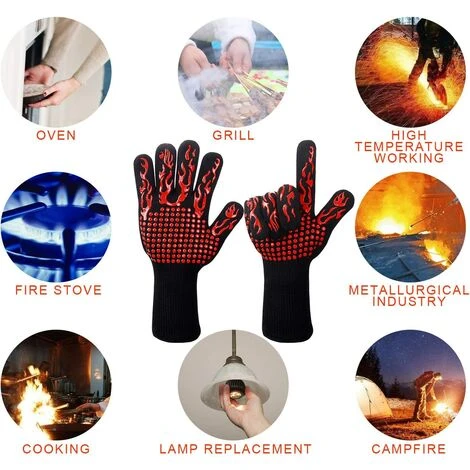 Guantes De Barbacoa, Guantes De Horno, Guantes De Silicona Antideslizantes Para Horno, Anti-calor Hasta 800 ° C Certificación EN407, Guantes De Silicona Para Barbacoa Para Hornear, Cocinar, Hornear, Rojo - immagine 4