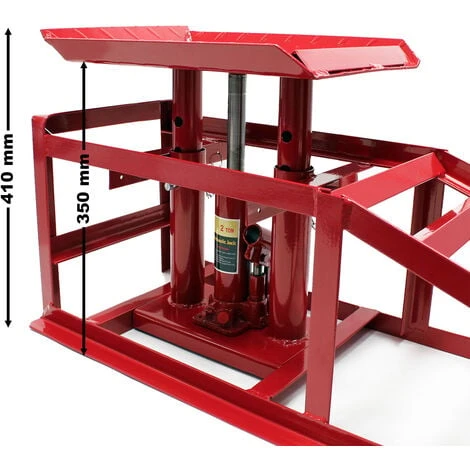 Rampa Di Sollevamento Con Cric Idraulico 2000kg Altezza Regolabile Larghezza Ruota Max 225 Mm - immagine 5