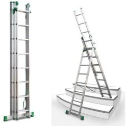 Scala Componibile Triplo Uso - Altezza Raggiungibile Posizione Scala Semplice 3.89m - Posizione Scala Doppia 2.69m - 7807