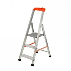 SCALA PROFESSIONALE LEGGERA A 3 GRADINI IN ALLUMINIO E ACCIAIO ZINCATO, PIEDINI ANTISCIVOLO E PORTATA 150KG - GIERRE