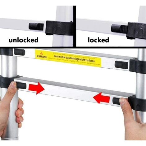 3.8M Scala Telescopica In Alluminio Scala Telescopica Pieghevole, Scala Scaletta Allungabile Scala Multiuso 12 Gradini - immagine 4