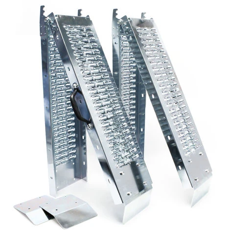 Coppia Rampe Di Carico Per Moto Quad Acciaio Galvanizzato Pieghevoli 180 Cm 400kg