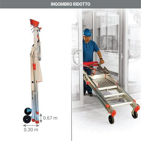 Scala A Castello Con Ruote - Altezza Massima Di Lavoro : 3.31m - PLT05 - immagine 3