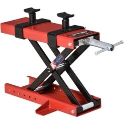 DURHAND Cavalletto Alzamoto A Forbice Centrale Regolabile Fino 500kg In Metallo Rosso