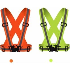 SOEKAVIA Gilet Bici Riflettente 2 Pezzi, Giubbotto Riflettente Giubbotto Di Sicurezza, Alta Visibilità, Taglia Regolabile, Giubbotto Di Sicurezza Moto Elastico Per Ciclismo, Corsa, Escursionismo, Jogg