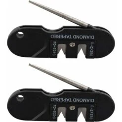 SOEKAVIA Mini Temperino Da 2 Pezzi, Pieghevole, Per Esterno, Caccia, Escursionismo, Campeggio, Pietra Per Affilare Portatile, Affilacoltelli, Outdoor, Strumento