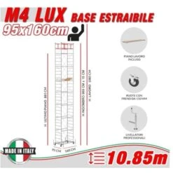 Trabattello M4 LUX Base Estraibile (h Lavoro 10,85 M)