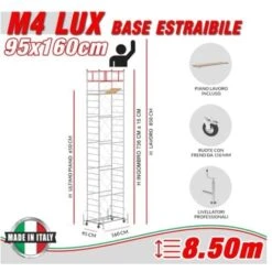 Trabattello M4 LUX Base Estraibile (h Lavoro 8,50 M)