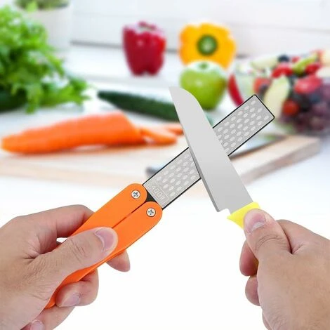 SOEKAVIA 400/600 Affilacoltelli Grana, Pietra Per Affilare Diamantata A Doppia Faccia Pieghevole Per Cucina Da Giardino Da Campeggio All'aperto (giallo) - immagine 4