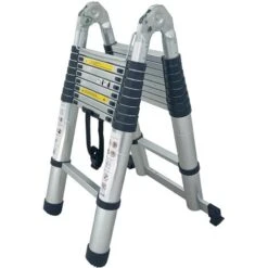 FP-TECH - SCALA TELESCOPICA IN ALLUMINIO PIEGHEVOLE PORTATILE ESTENSIBILE MULTIUSO SUPPORTA 150 KG CE EN131 Scegli - 3.8 Metri