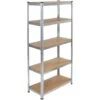 Scaffale 5 Ripiani Metallo E Legno 180x75cm Carichi Pesanti Scaffalatura Zincata