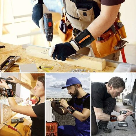 Braccialetto Magnetico Con Potenti Magneti, Strumenti Regalo Con 15 Magneti Per Tenere Viti / Chiodi / Trapani, Strumento Fai Da Te Cintura Strumento Falegname - immagine 3