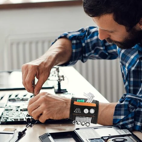 Braccialetto Magnetico Con Potenti Magneti, Strumenti Regalo Con 15 Magneti Per Tenere Viti / Chiodi / Trapani, Strumento Fai Da Te Cintura Strumento Falegname - immagine 5