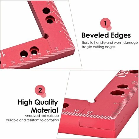 LangRay Squadre Di Posizionamento A 90 Gradi, 160X160mm Morsetto Ad Angolo Di 90 Gradi In Alluminio Con 2 Morsetti Ad Angolo E 4 Viti, Strumento Da Carpentiere Di Tipo L Per Strumenti Per La Lavorazio - immagine 3
