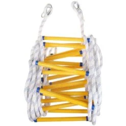 Scala Antincendio 15M, Scale Di Corda D'emergenza, Scala Di Sicurezza Con 2 Moschettoni, Capacità Di Peso Fino A 200 Kg (Giallo)