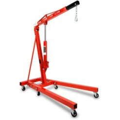 EBERTH Gru Per Officina Gru Di Carico Con Portata Massima Di 2000kg, Gru Idraulica Per Lofficina Con Braccio Regolabile A 4 Posizioni Da 1050 A 1590 Mm, Pieghevole, 6 Ruote Piroettanti