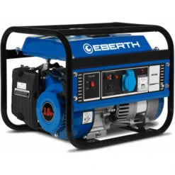 EBERTH 1000 Watt Generatore Di Corrente Portatile Gruppo Elettrogeno 3 CV Motore A Benzina 4T, Monofase 1x 230V, 1x 12V, Voltmetro, Indicatore Carburante, Interruttore Di Sovraccarico, Peso 21 Kg