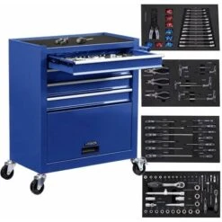 AREBOS Carrello Degli Attrezzi Con 4 Cassetti Carrello Da Officina Inkl.Utensili