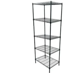 Scaffale In Filo Metallico Lenstad Con 5 Ripiani 60 X 40 X 150 Cm Nero 200Kg