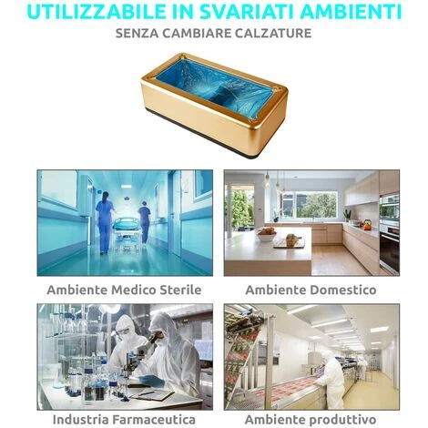 Dispenser Automatico Copriscarpe Monouso Casa Ufficio Struttura Robusta Oro - immagine 5