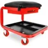 Sgabello Da Officina Meccanica Mobile Con Cassetto E Porta Attrezzi, Carico Massimo 150kg, Sedile Imbottito, Colore Rosso-nero - Greencut MSD90