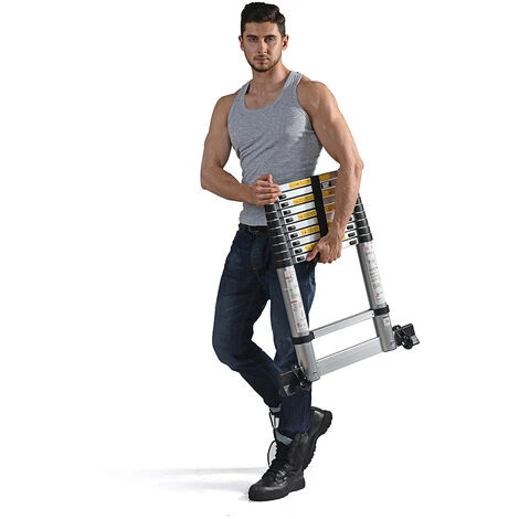 Scala Multifunzionale Pieghevole Da 87 Cm A 3,8 M E Scala Telescopica Portatile In Alluminio - Argento - immagine 2