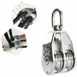 Paranco A Doppia Puleggia In Acciaio Inossidabile M32, Puleggia Rotante Sartiame Pesante, Cuscinetto A Gancio, Utilizzato In Fabbrica, Edilizia, Trasporto, Estrazione Mineraria, Famiglia (1 Pz)