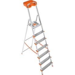 Scaletto 7 Gradini 6.7kg Alluminio Scala ATTICA Vaschetta Porta Utensili COLOMBO