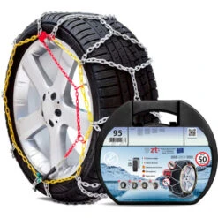 Catene Da Neve In Metallo 9 Mm Omologate TUV E GS Onorm Montaggio Rapido Per Auto Macchina Furgone SUV Con Tensionatore Autobloccante (Misura 95)
