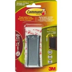 3M COMMAND 17047 - GANCIO PER APPENDERE QUADRI, IN METALLO, MISURA L, PORTATA FINO A 2,2 KG, CON 2 STRISCE ADESIVE