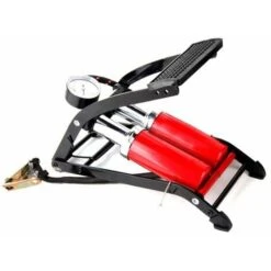 Pompa A Pedale Con Manometro 2 Cilindri Valvola Presta Schrader E 3 Adattatori Per Bici Moto Monopattino Gonfiabili Pallone