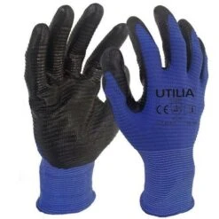 Guanti Da Lavoro Utilia In Nylon Ricoperti In Nitrile, Colore Blu Nero Taglie 8-9-10. 8 - Blu Nero