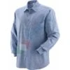 Camicia Da Lavoro, Maniche Lunghe, 100% Cotone Tessuto Chambray, 130 Gr, Colore Blu